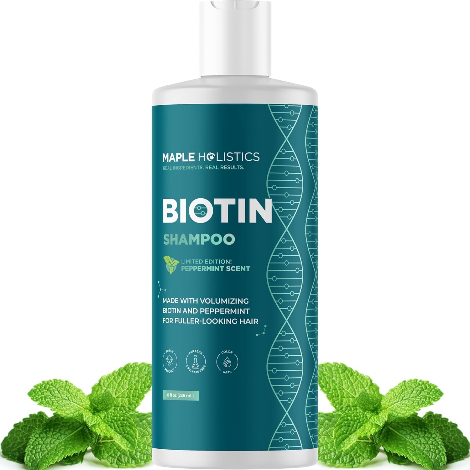 Volumizing Biotin Shampoo for Thinning Hair – Invigorating Peppermint Shampoo for Fine Hair with Argan Coconut and Olive Oils – Vegan & Color Safe – Paraben Silicone & Sulfate Free (8 Fl Oz)
