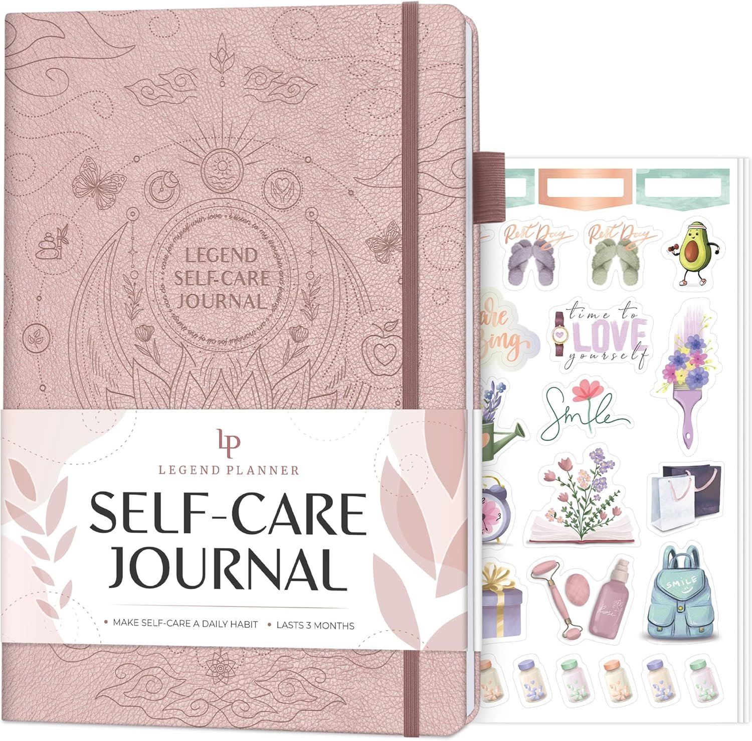 Legend Self-Care Journal – Guided Daily Reflection Journal to Support Mental & Physical Health – Daily Mood, Meditation & Personal Development Notebook – 7.1×10.5”, Lasts 3 Months (Rose Gold)